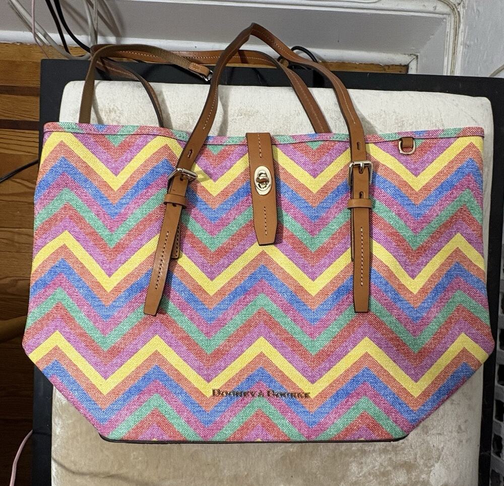 Dooney & Bourke Multicolor Chevron Dover Women's Tote Leather